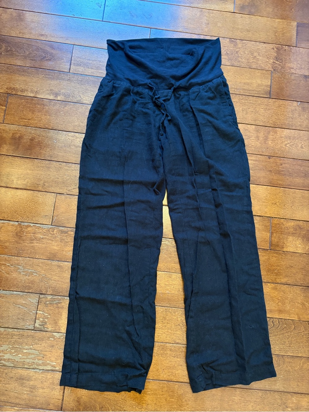 BeMaternity Black Wide-Leg Maternity Drawstring Pants